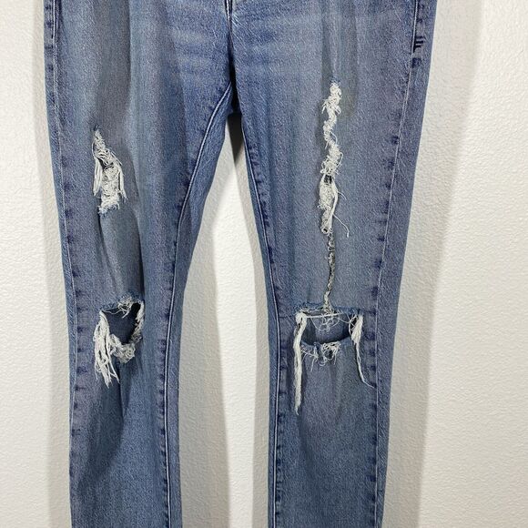 Frame Jeans Womens Size 31 Le Garcon Beldon Rip Destroyed Cropped Blue Denim - Picture 4 of 12